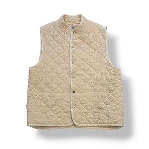 UTILITY CANVAS Quilted Snap Vest Natural Cotton Unisex Size L Made in USA